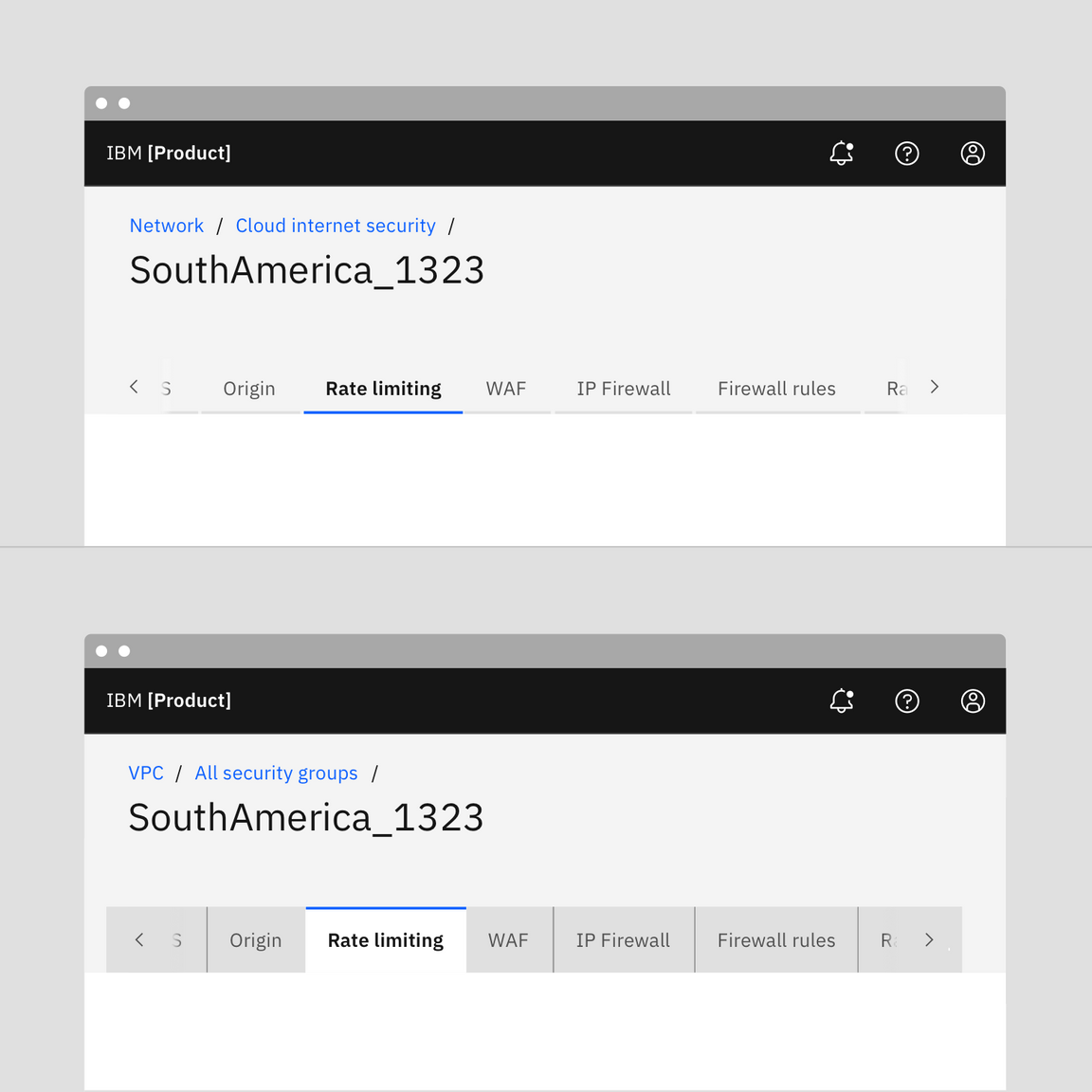 Examples of line tabs (top) and contained tabs (bottom)